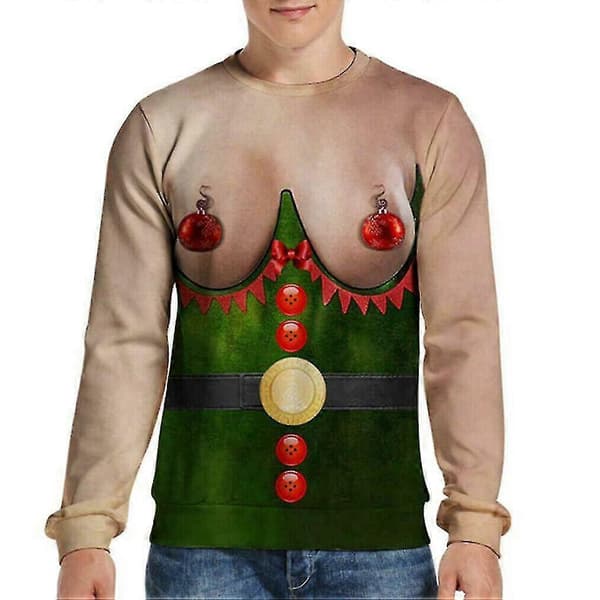 Grim Juletrøje Sweater Herre Dame Sjov 3d Print Sweatshirt Jule Pullover S