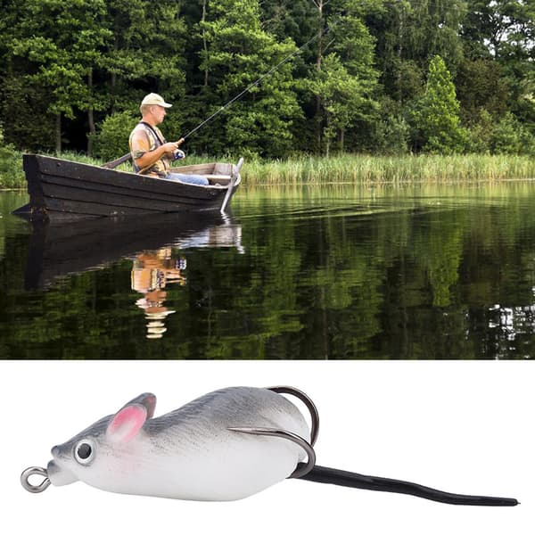 Kunstig AgnMuseform Bløde Fiskelokker Dobbelte Kroge Tilbehør Grå