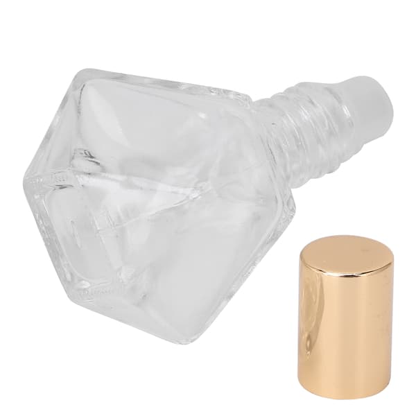 Påfyllningsbar 8 ml glas roll-on parfymflaska guldfärgat lock glaspärlor aromaterapi eterisk oljerulle