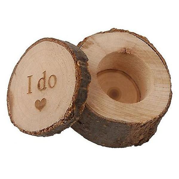 Vintage Love Heart I Do Letter Print træ vielsesring bærer æske smykkeskrin