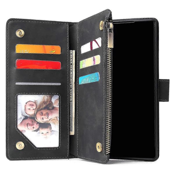 Etui til Samsung Galaxy Note 10 Plus Læder Magnetisk Pung Lynlåslomme Beskyttelse Håndrem Kompatibel med Samsung Galaxy Note 10 Plus Etui C3