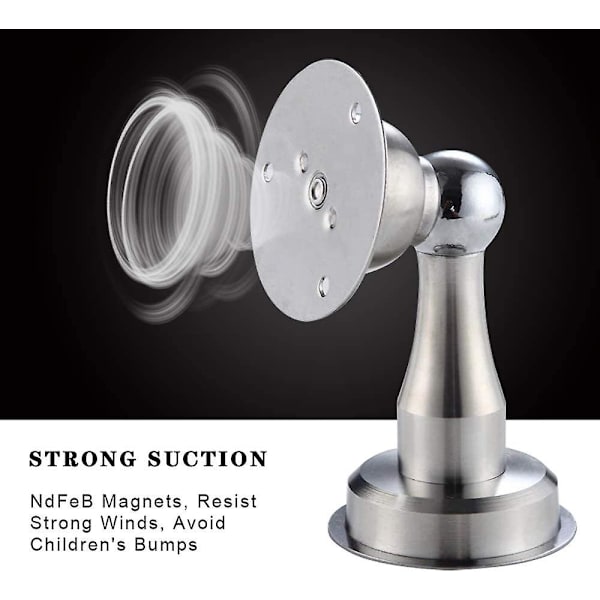 Dørstopplås Magnetisk lukking Heavy Duty Vegg Dørstopper Dørstopper Lim Rustfritt stållim -2 stk