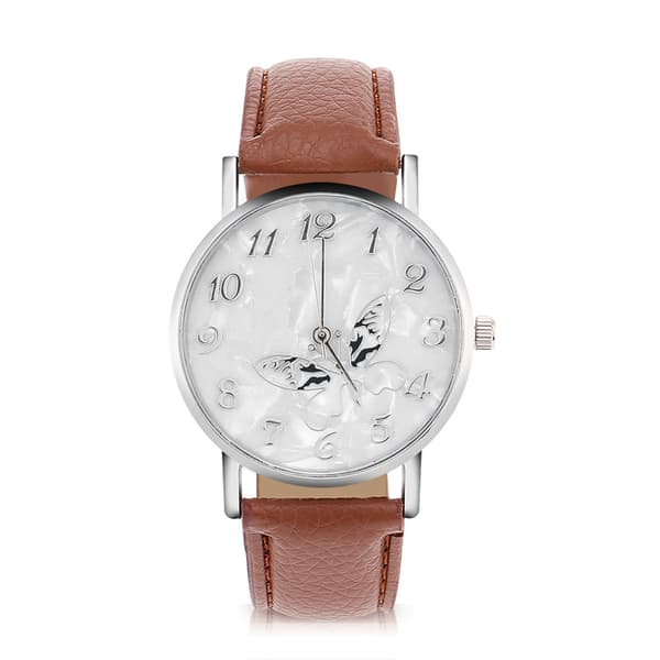 Moderigtigt PU læderrem Quartz Analog armbåndsur til kvinder - Kaffe