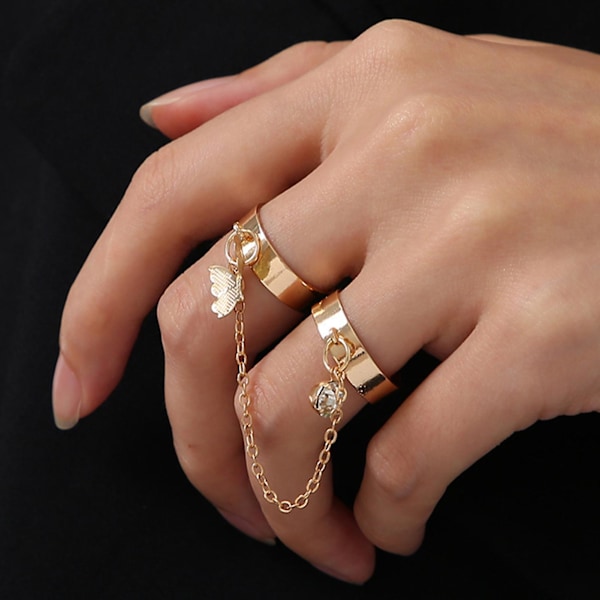 Kvinnor Circlet Set Öppning Justerbar Legering Rhinestone Bright Luster Knuckle Ring Set Smycken Silver