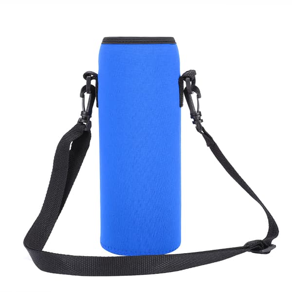 Isolert vannflaskeholder i neopren med stropp - blå (1000 ml)