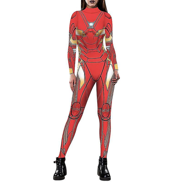 Halloween Spiderman Iron Man bodysuit til kvinder L Red