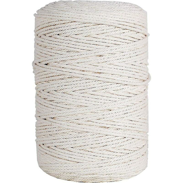 3 mm X 200 m, 100 % bomullsgarn Macrame-trådsnöre, Macrame-snöre för stickning Gör-det-själv-väggdekoration Växtdörr Presentförpackning, beige