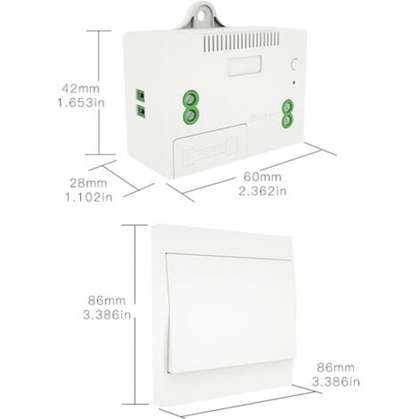 110-230V trådløs lysbryter og mottakersett Selvdrevet bryterlysfjernkontroll, 1 bryter og 1 mottaker - 1 Sw