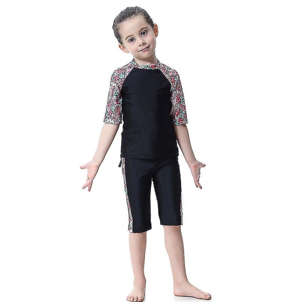 Børn Piger Islamisk Muslim Badetøj Modest Burkini Black 12-13 Years