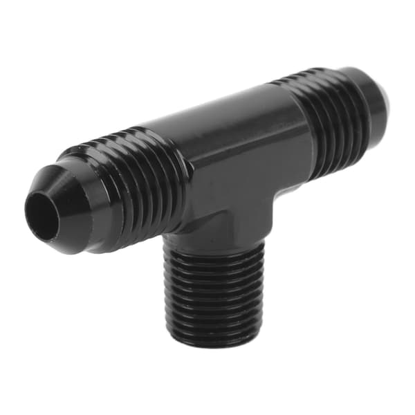 Aluminiumslegering Sort Anodiseret 3-vejs T-formet Tee Adapter Fitting 4AN til 1/8 NPT