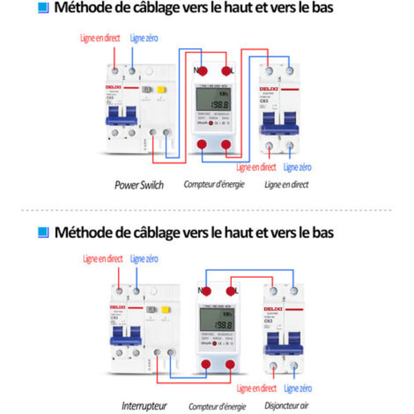 DDM15SC 220V/50Hz 5-80A enfaset multifunktions skinnemåler elektrisk strømmåler（Har CE-certificering）