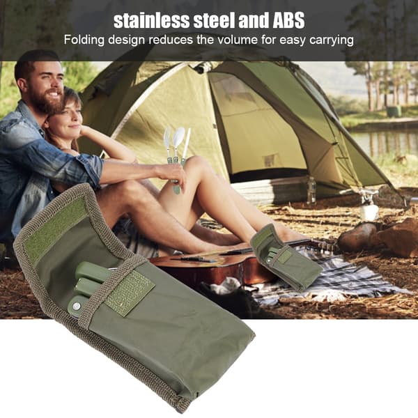 Fällbart gaffelknivskedset i rostfritt stål för utomhusbruk, camping, picknick, resetallrikar