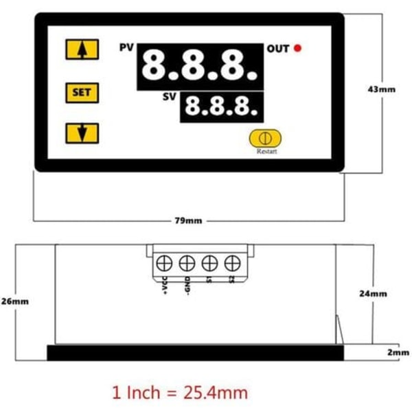 220V 20A W3230 LCD Digital Termostat Controller Regulator Højtemperaturalarm