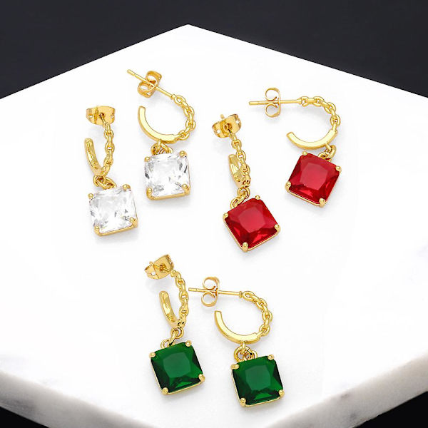 Korvakorut Vintage Zircon Square Muotikorut Ac10272 Red