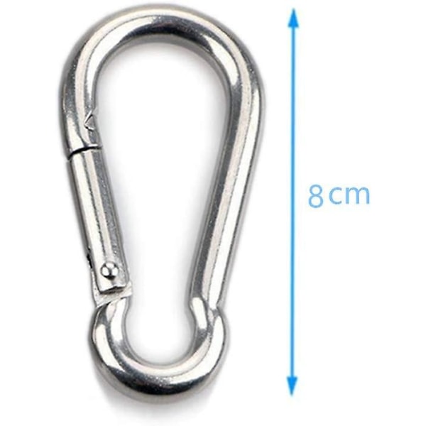 2 delar karbinhakar för tunga laster, sport, låshundar, hängmattgunga, rostfritt stål 304, 8 mm tjock