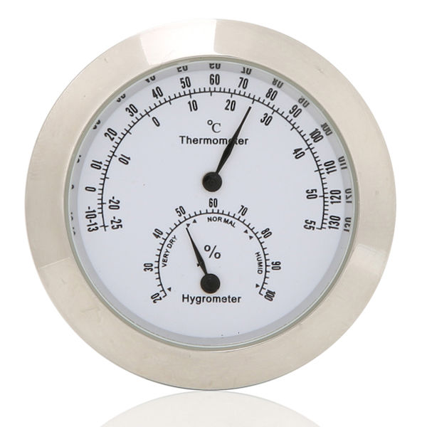 Silver Rund Termometer Hygrometer Luftfuktighet Temperaturmätare för Violin Gitarrfodral