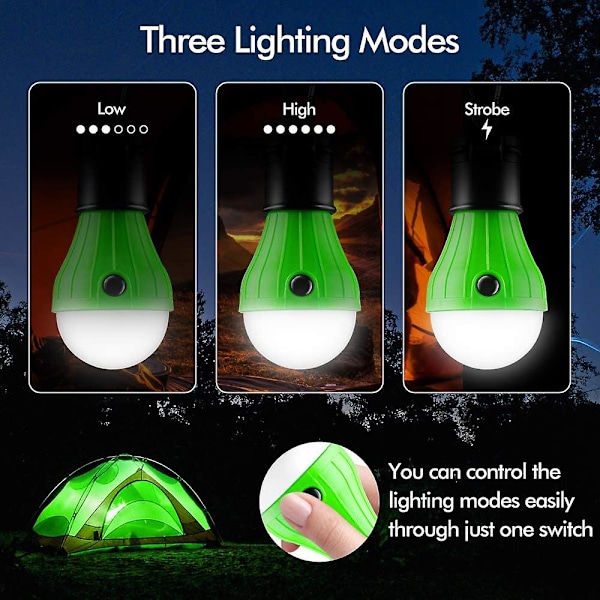 Tältlampa Bärbar Led Tältlampa 4-pack Klämkrok Orkan Nödljus Glödlampa Campingutrustning För Camping Vandring Backpacking Fiskeavbrott