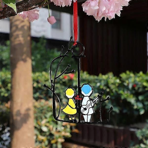 Engle Vinduesophæng Suncatcher Mini Par Glasmaleri Akryl Suncatcher Panel Ornamenter
