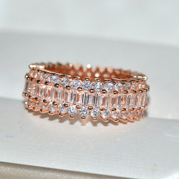 Kvinnor Creative Glittrande Cubic Zirconia inläggningar breda band ringar smycken present Golden US 7