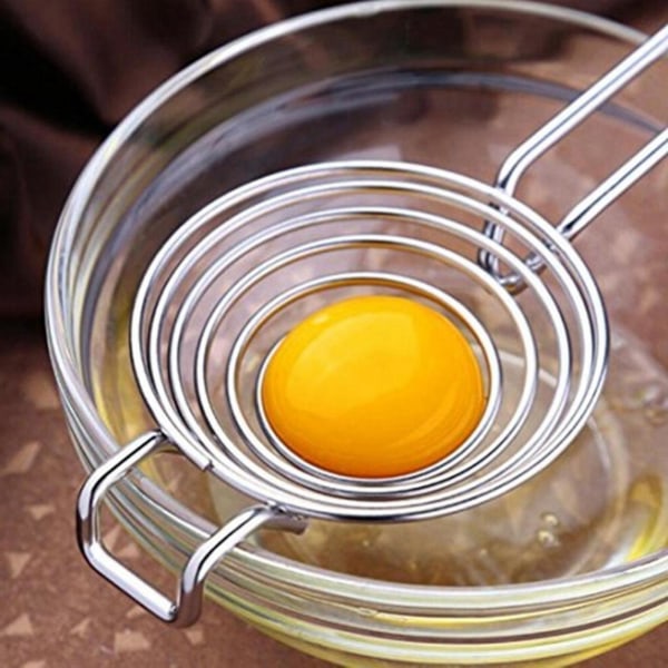 3 stk Eggdeler Langt håndtak kjøkkenverktøy rustfritt stål sirkler trakt eggeplommeseparator for kjøkken