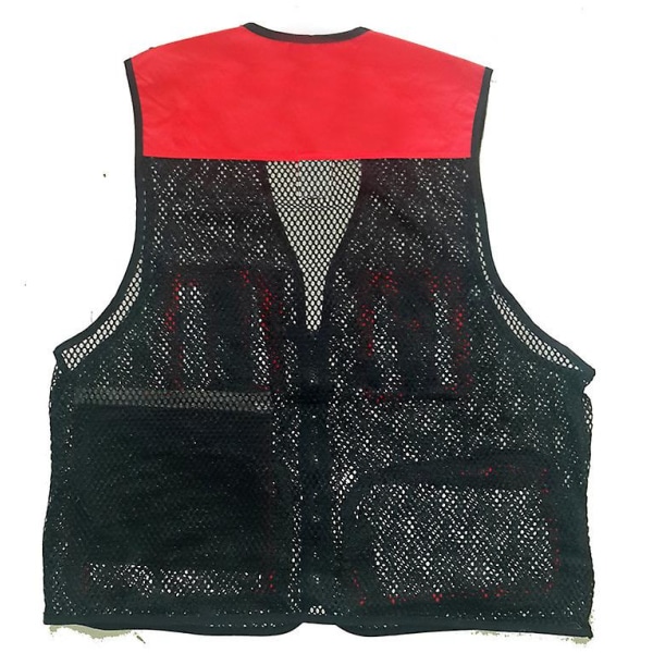 Sommer mesh vest fotografering vest fiskevest til mænd og kvinder udendørs cargo wear Vest med flere lommer red L