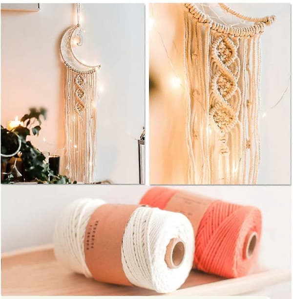 Handgjord Månuggla Design Vävd Bomull Drömfångare Boho Makrame Väggbonad Heminredning Prydnad Hantverkspresent
