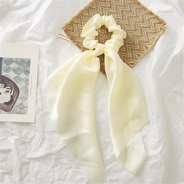 Mode Blommig Printed Scrunchie Elastiskt Hårband För Kvinnor Hår Scarf Rosett Gummirep Plum blossom color