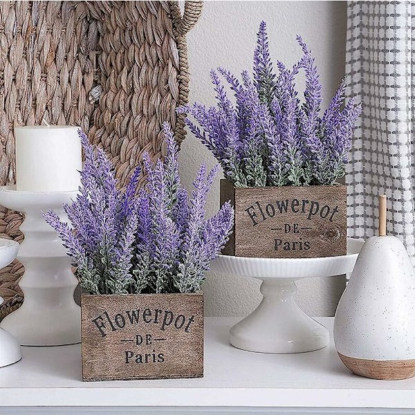 Kunstig blomst simulering lavendel simulering grønn plante (10 stk lavendel-lilla flokk),