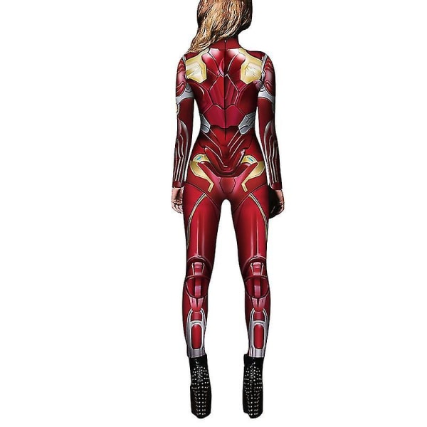 Halloween Captain American Iron Man-kjole-bodysuit til kvinder XL Red