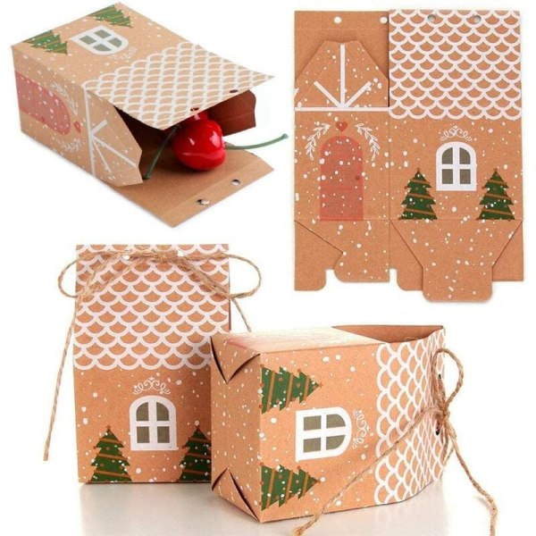 50 stycken julfestförpackningar, julklappspåsar av kraftpapper, presentförpackningar för bröllopsfavoriter, för presentförpackning, ca.
