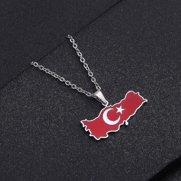 Damhalsband, Turkiet Karthänge Halsband i rostfritt stål Tillbehör Karta Geometriskt hänge Etnisk stil Smycken Stålfärg