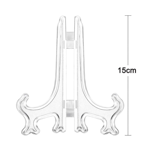 Piao 12 stk Plast staffeli Tallerkenstativer, tallerkenstativer, sammenleggbare tallerkener, utstillingsstativer for presentasjon av samletallerkener, skålstativer, bøker, P Transparent 6 inch