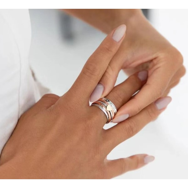 Vintage Two Tone Roterable Heart Dam Ring