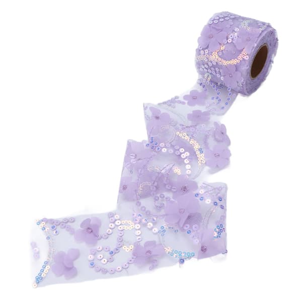Lilla 6 cm Polyester Paljett Tyllrull Slitesterk DIY Håndverksstoff
