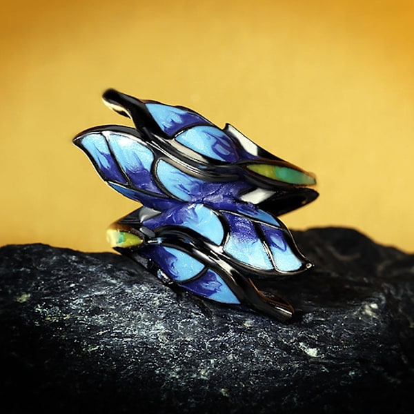 Dekorativ snygg kvinnlig ringgåva Elegant blandad färg Fjärilar Ring Smycken Tillbehör US 7