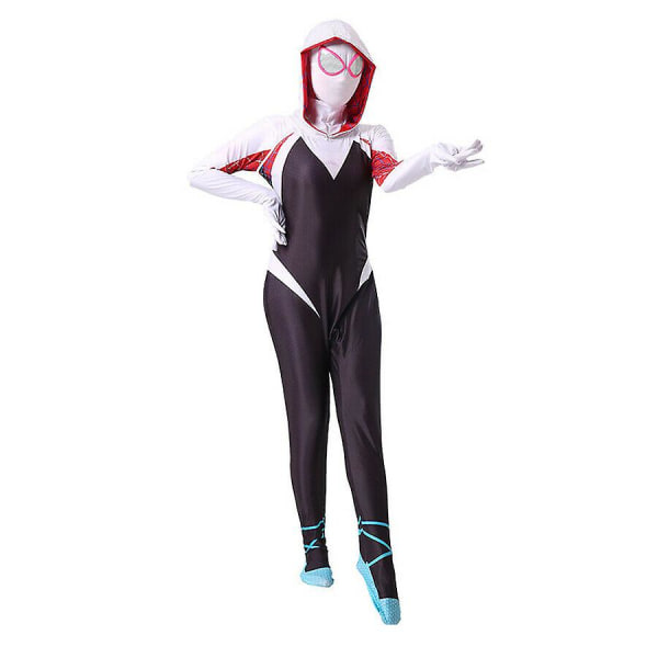 Gwen Stacy Kvinnor Flickor Spiderman Cosplay Jumpsuit Hoodie 130cm
