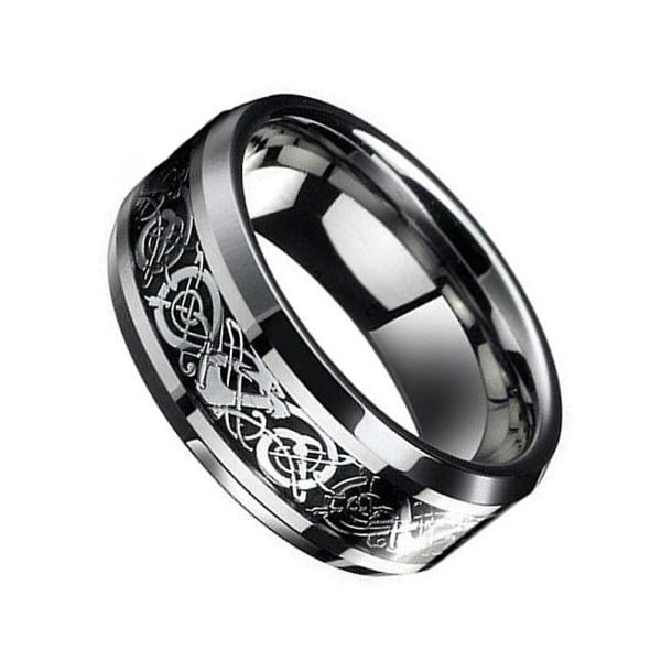 Mode til mænd til kvinder Punk Celtic Dragon Titanium stål bryllup band ring smykker Size 9
