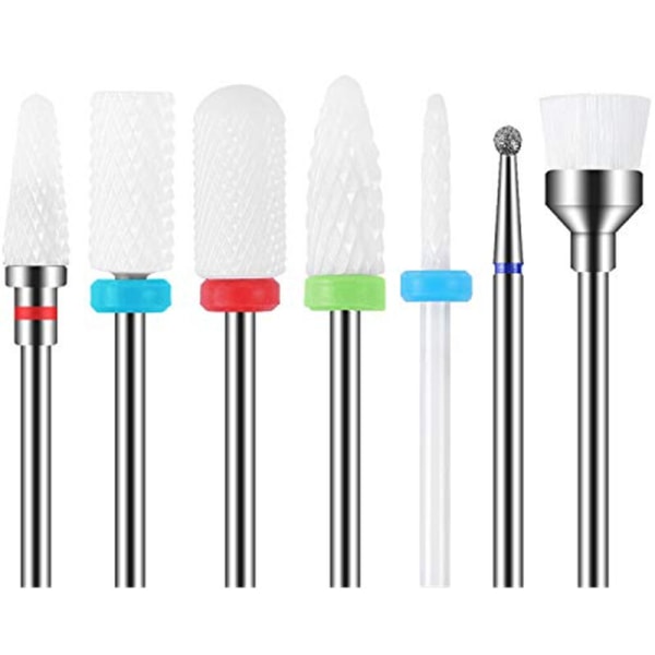7 st keramiska set Professionell Remove Gel Akryl Nagelband Diamant Hårdmetall Nagelborr Verktyg för Manic