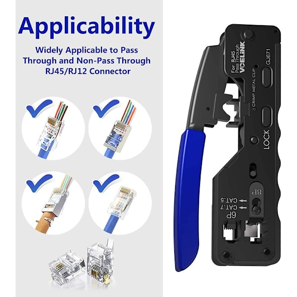 Multifunksjonell rj45 krystallhodetrådstrippingtang