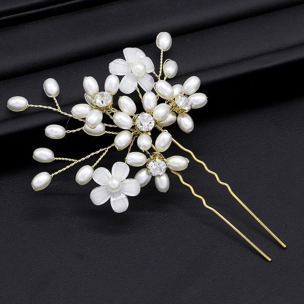 Hanfu Hairpin Daily Wear Pearl Decor Step Shake Flower Shape Decoration Gold