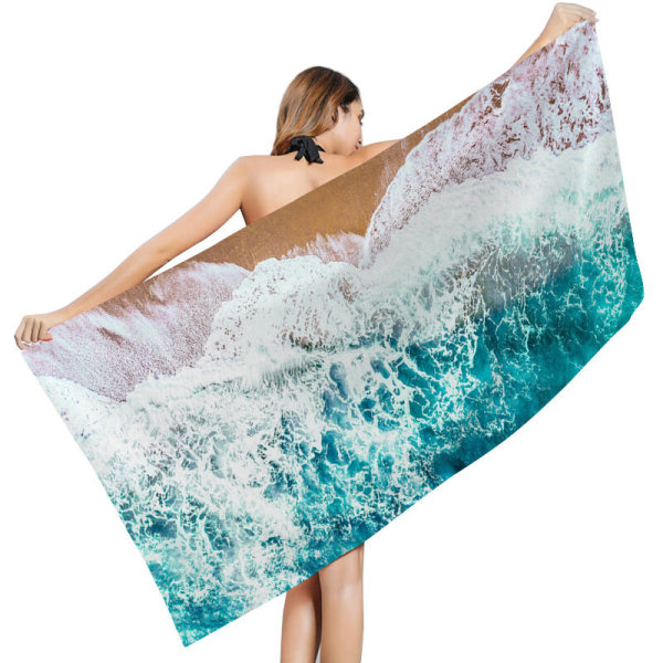 Strandhandduk, 80 x 160 cm, överdimensionerad dubbelsidig strandhandduk i mikrofiber för vuxna, lätt extra stor snabbtorkande sandlös poolhandduk för simning, S