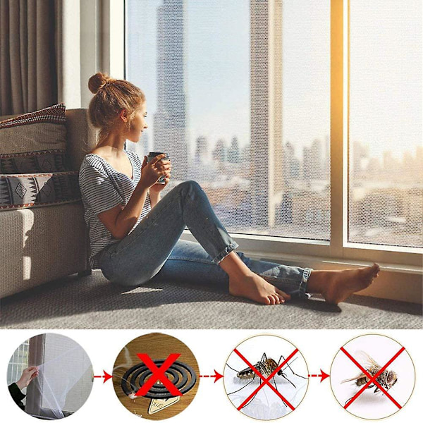 Vinduesmyggenet,3 stykke myggenetrulle insektmyg,beskytternet Mesh vinduesgardin Standardskærm til vindue 150 X 200cm Hvid