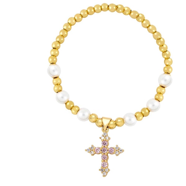 Rannekoru Vintage Zircon Cross Muotikorut Ac8488 Pink