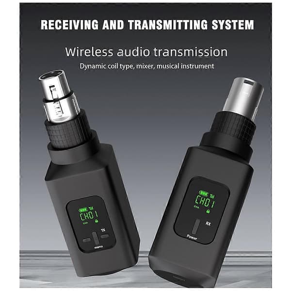 Professionel trådløs mikrofonkonverter Trådløst system til guitar XLR-sender og -modtager Dynamisk mikrofon B Black