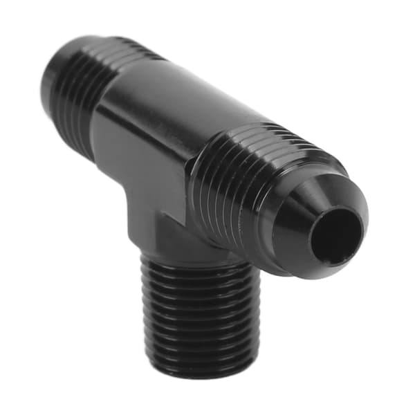 Aluminiumslegering Sort Anodiseret 3-vejs T-formet Tee Adapter Fitting 4AN til 1/8 NPT