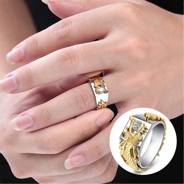 Mænd Kvinder Shiny Rhinestone Ring Mode Drage Shape Band Smykker Party US 10