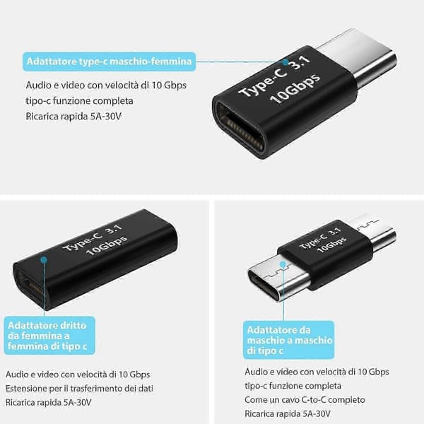 USB C til USB 3.1 C hann til USB C hunn til USB C hann til USB C hunn US