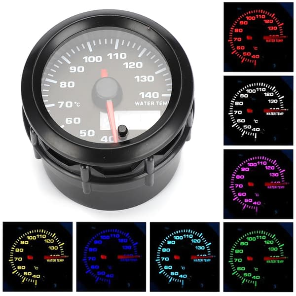 2in 52mm Bil Vandtemperatur Analog Måler med Sensor 7 Farve LED Universal
