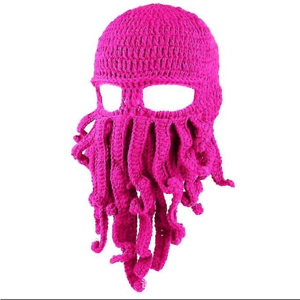 Tentacle Octopus Knit Beanie lämmin hattu Rose