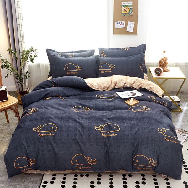 Mjukt borstat polyester påslakan hudvänligt förtjockat valtryck 180x220cm sovrum studentrum sängkläder